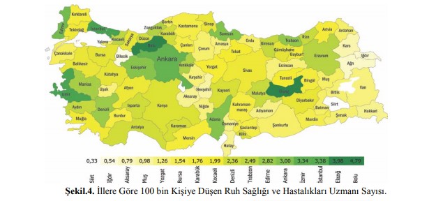 Türkiye kişi başına düşen psikolog