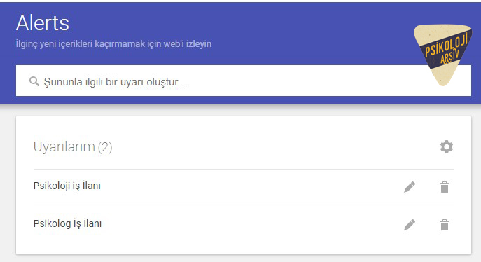 Google Alert ile Psikolog İş İlanlarını Aramak