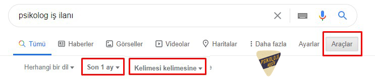 Google Araçlar Kullanarak İş İlanı Aramak