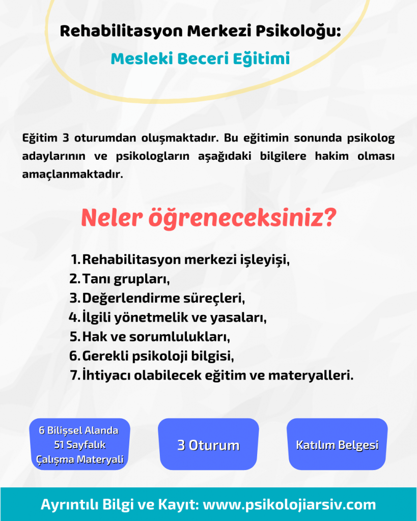 rehabilitasyon merkezi psikolog eğitimi